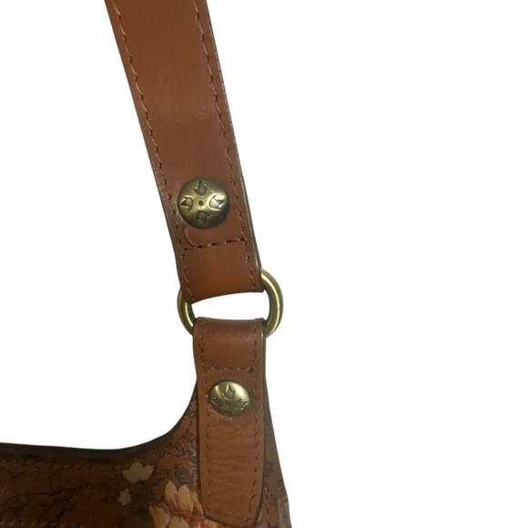 Patricia Nash English Garden Floral Map London Brown Leather Saddle Bag - Picture 5 of 16